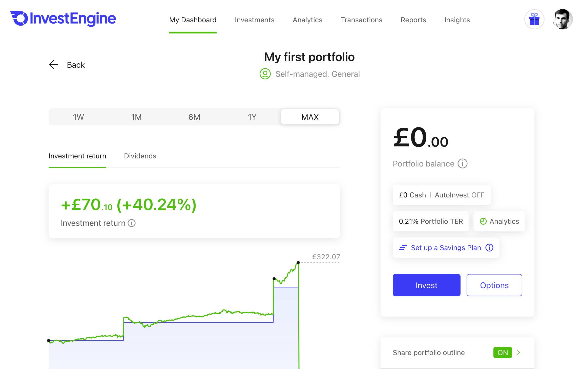 InvestEngine portfolio dashboard