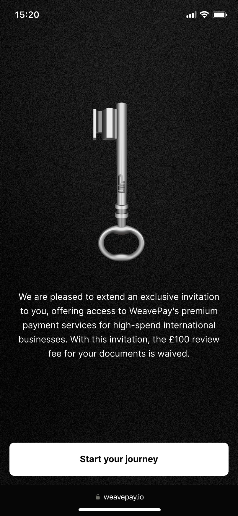 Приветственный экран приглашения в премиум WeavePay