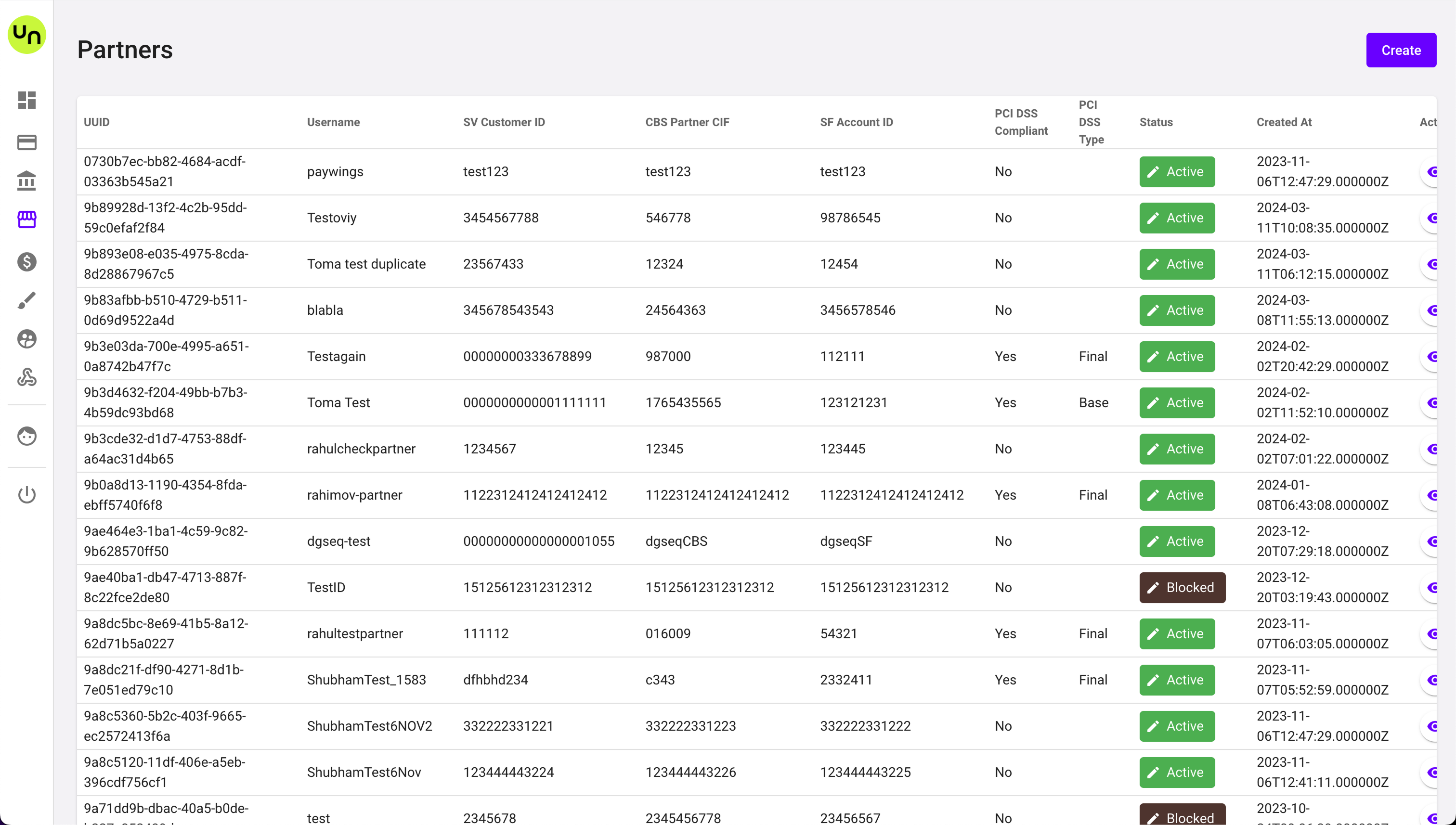 Unlimit BaaS partners list before the redesign